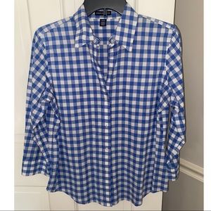 blue & white gingham American Living long sleeve button down